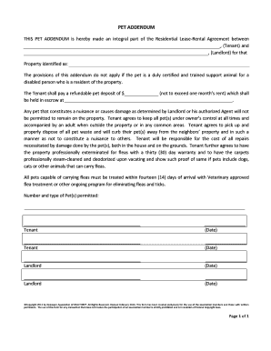 Pet Addendum to Residential Lease