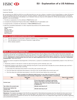 US Address Explanation Form