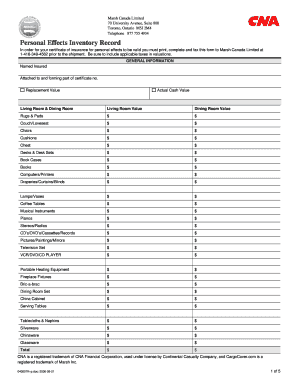Personal Effects Inventory Record