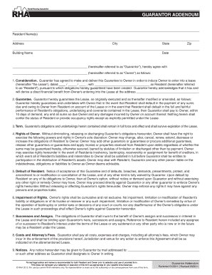 Guarantor Addendum for Lease Agreement