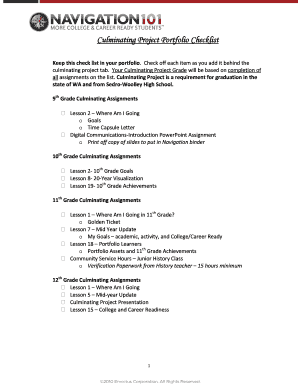 Culminating Project Portfolio Checklist