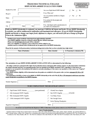 HOPE Scholarship Evaluation Form