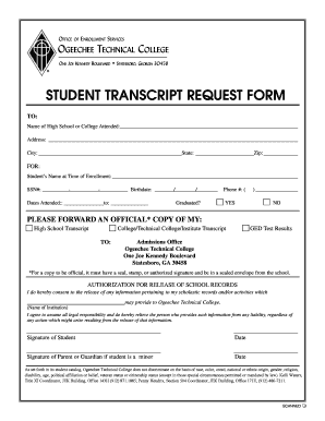 Student Transcript Request Form