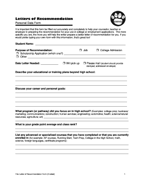 Letter of Recommendation Form