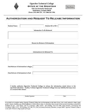 Authorization and Request To Release Information