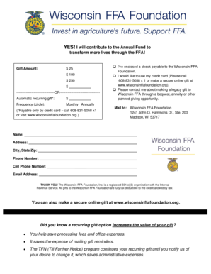 Wisconsin FFA Annual Fund Donation Form