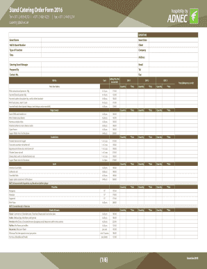 Stand Catering Order Form