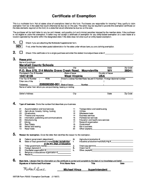 Certificate of Exemption
