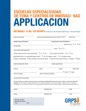 Aplicación de Escuelas Especializadas de Tema Y Centros de Innovación