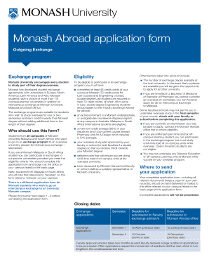 Monash Abroad Exchange Application Form