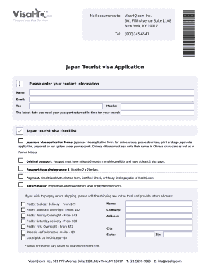 Japan Tourist Visa Application
