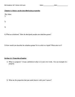 Grade 7 Science Worksheet