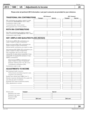 2013 US 1040 Tax Organizer