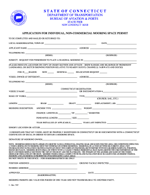 Connecticut Mooring Space Permit Application