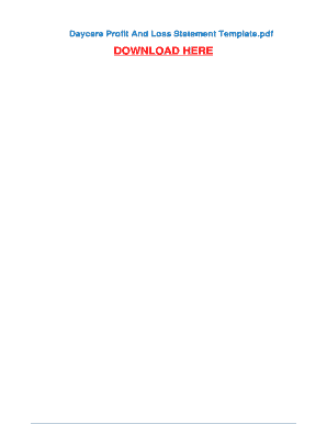 Daycare Profit and Loss Statement Template