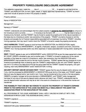 Property Foreclosure Disclosure Agreement