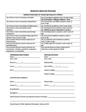 Nebraska Medicaid Psychotropic Request Form