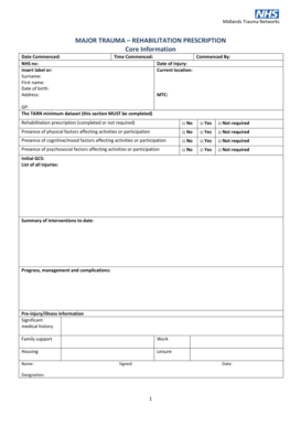 Major Trauma Rehabilitation Prescription
