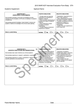 Interview form pdf - 2015 NIHR ACF Interview Evaluation Form Body ST4 Academic Supplement: Applicant Name: QUESTION SET 1 (KNOWLEDGE &amp - heartofengland nhs