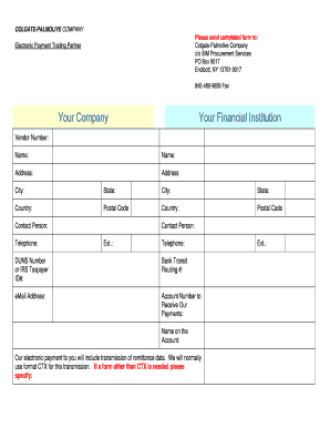 Colgate-Palmolive Electronic Payment Enrollment Form