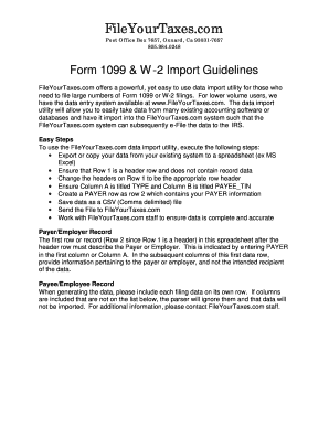 Form 1099 & W-2 Import Guidelines