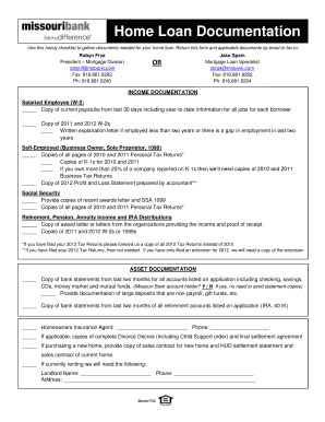 Home Loan Documentation Checklist