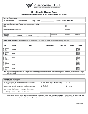 2015 Benefits Election Form