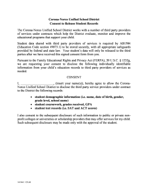 Corona-Norco Student Records Consent Form