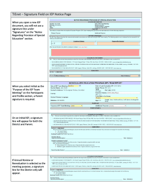 IEP Notice Signature Field