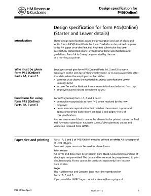 UK P45 Online Form