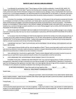 Waiver of Liability and Hold Harmless Agreement