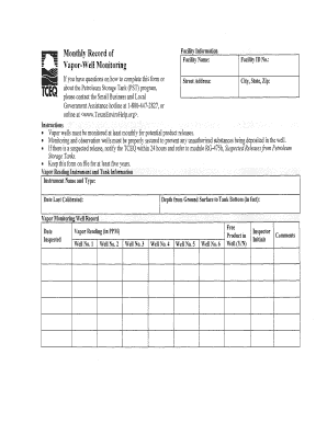 Texas Petroleum Storage Tank Monitoring Form