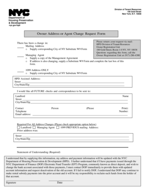 Owner Address or Agent Change Request Form