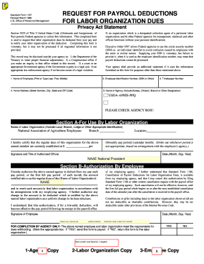 Standard Form 1187 Request for Payroll Deductions