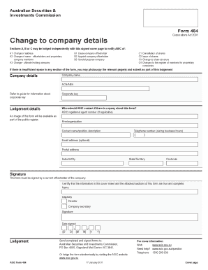 ASIC Form 484 Change to Company Details