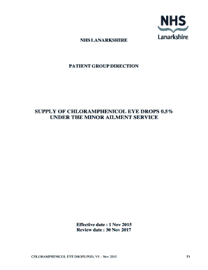 Patient Group Direction for Chloramphenicol Eye Drops