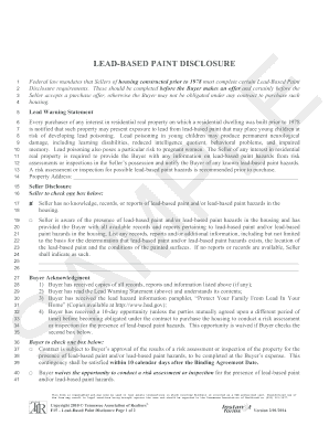 Lead-Based Paint Disclosure Form