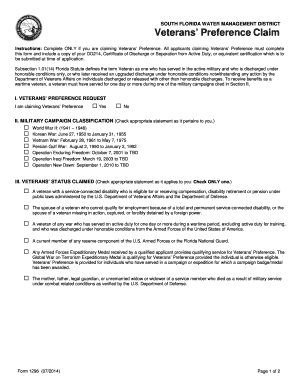 Florida Veterans' Preference Claim Form