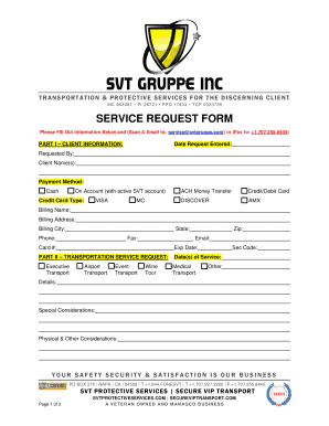 Transportation and Protective Services Request Form