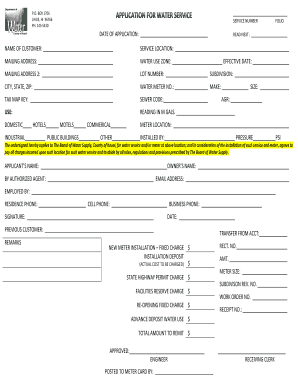 Water Service Application Form