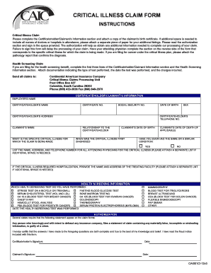Critical Illness Claim Form