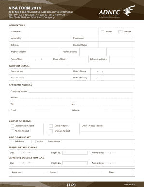 Visa Application Form 2016