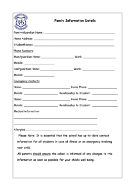 Fillable Online Family Information Details Fax Email Print - pdfFiller