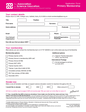 ASE Primary Membership Application Form