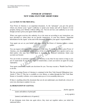 New York Statutory Short Form Power of Attorney