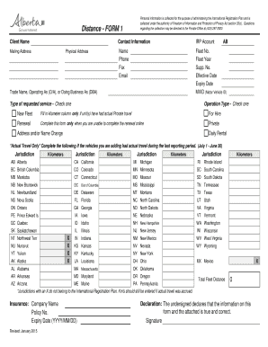 Alberta IRP Distance Form 1