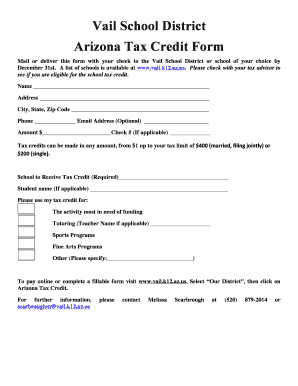 Arizona Tax Credit Form