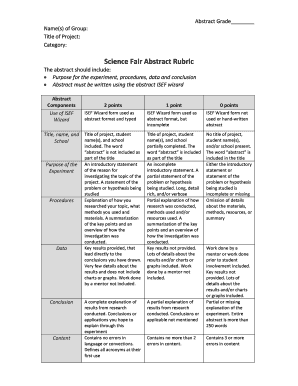 Abstract format for project - Science bFair Abstractb Rubric - PCMAC