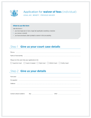 Application for Waiver of Fees