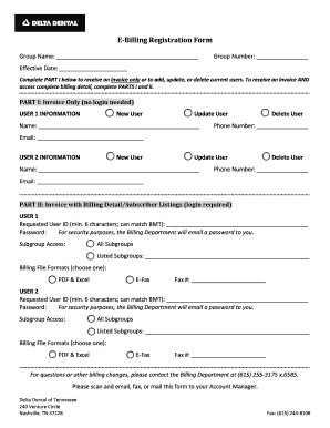 E-Billing Registration Form